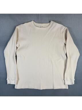 3sixteen Waffle Knit Thermal Shirt Mens Large Beige Heavyweight Made in USA